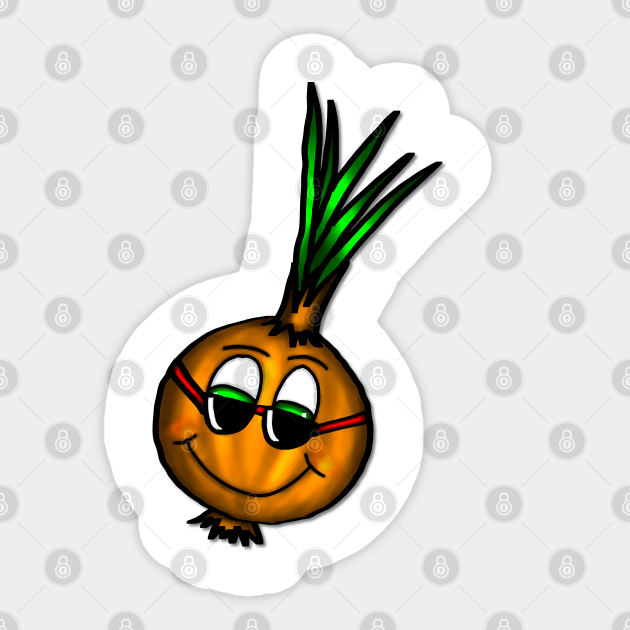 Cool onion with sunglasses Sunglasses Sticker TeePublic